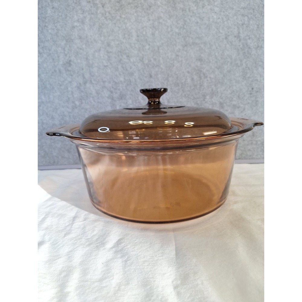 Visions by Corning Amber Glass 5L Dutch Oven Stockpot with Pyrex Lid USA Made